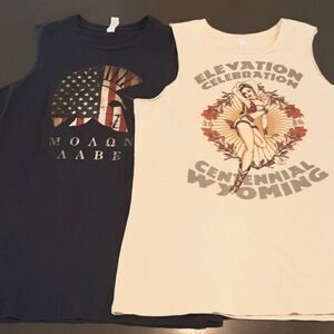 Bella Bundle of 2 Cream and Navy Tank Tops